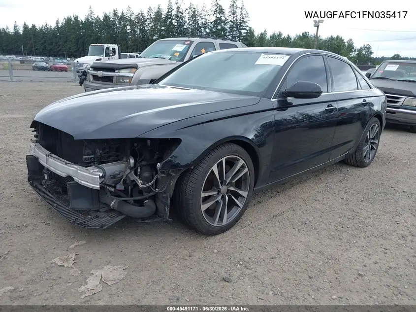 2015 Audi A6 2.0T Premium VIN: WAUGFAFC1FN035417 Lot: 45491171