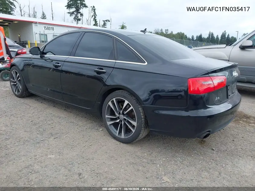 2015 Audi A6 2.0T Premium VIN: WAUGFAFC1FN035417 Lot: 45491171