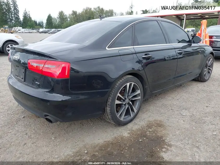 2015 Audi A6 2.0T Premium VIN: WAUGFAFC1FN035417 Lot: 45491171