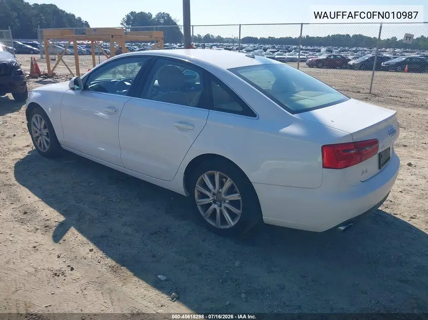 2015 Audi A6 2.0T Premium VIN: WAUFFAFC0FN010987 Lot: 45618298
