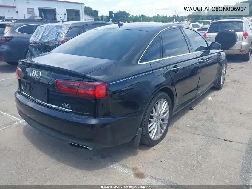2016 Audi A6 2.0T Premium Plus VIN: WAUGFAFC8GN006904 Lot: 45382276