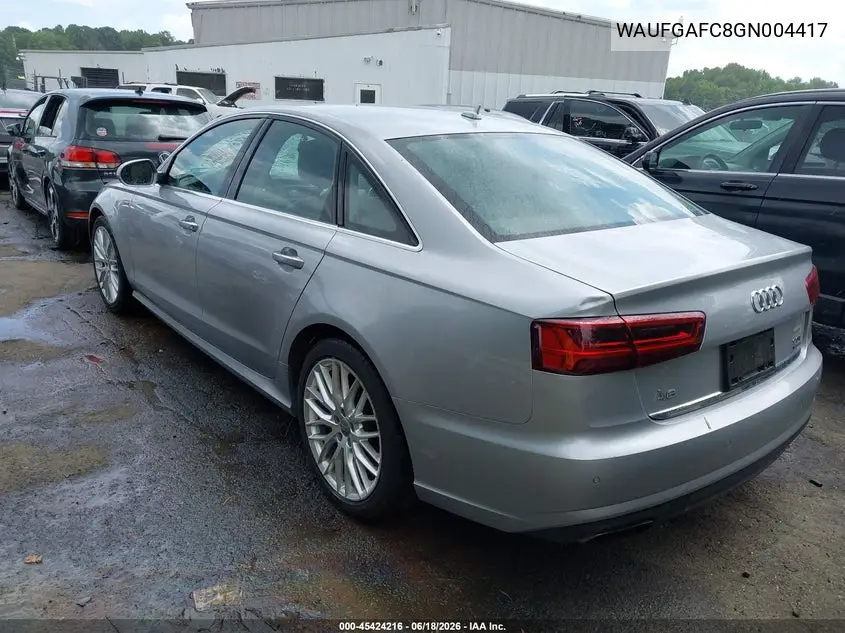 2016 Audi A6 3.0T Premium Plus VIN: WAUFGAFC8GN004417 Lot: 45424216
