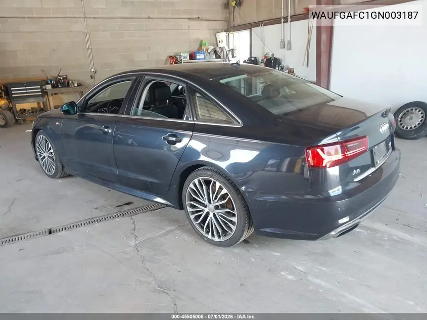 2016 Audi A6 3.0T Premium Plus VIN: WAUFGAFC1GN003187 Lot: 45505005