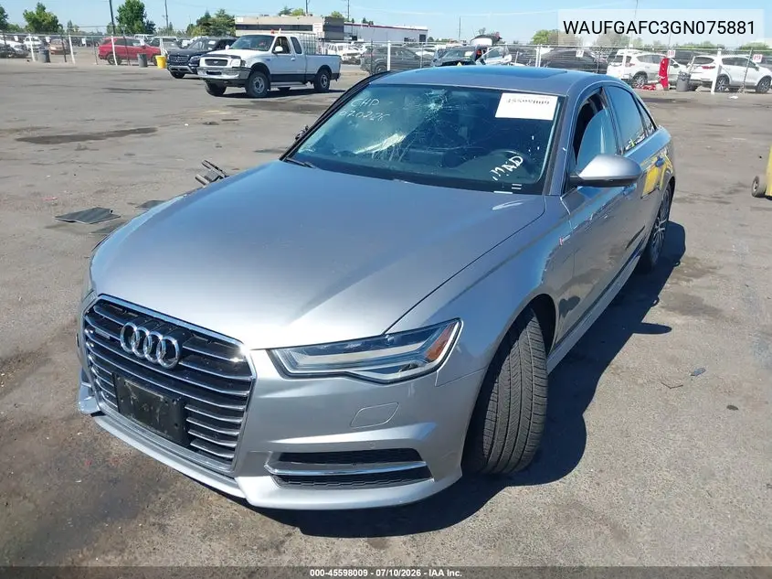 2016 Audi A6 3.0T Premium Plus VIN: WAUFGAFC3GN075881 Lot: 45598009