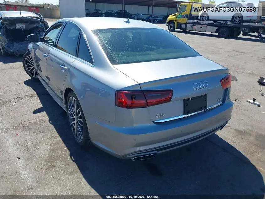 2016 Audi A6 3.0T Premium Plus VIN: WAUFGAFC3GN075881 Lot: 45598009