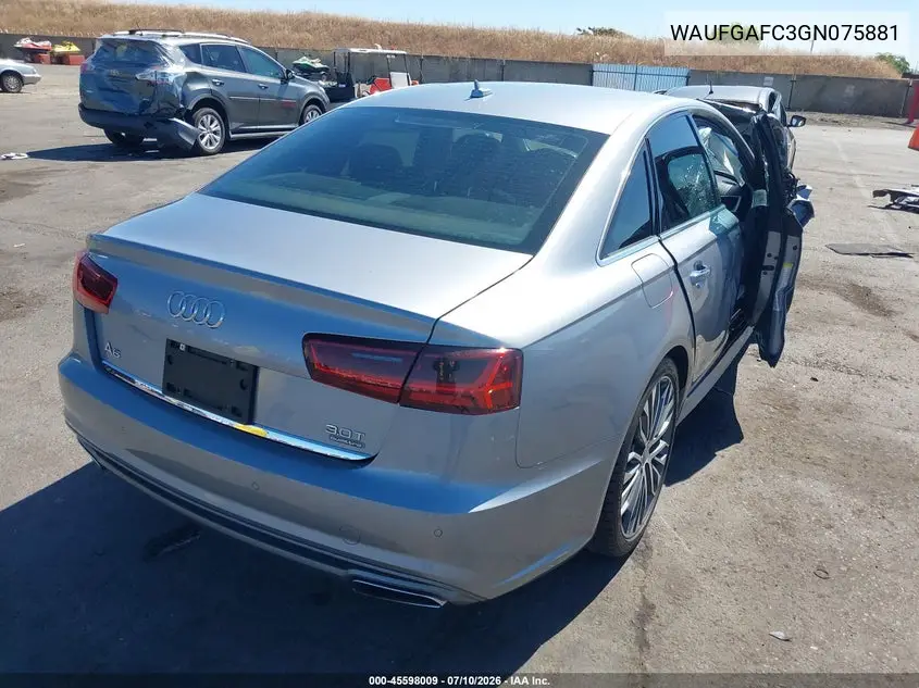 2016 Audi A6 3.0T Premium Plus VIN: WAUFGAFC3GN075881 Lot: 45598009