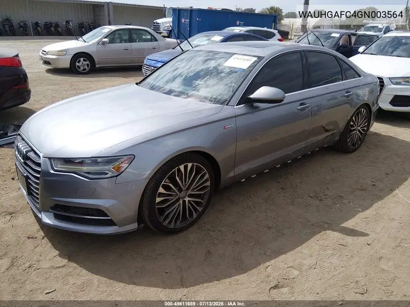 2016 Audi A6 3.0T Prestige VIN: WAUHGAFC4GN003564 Lot: 45611689