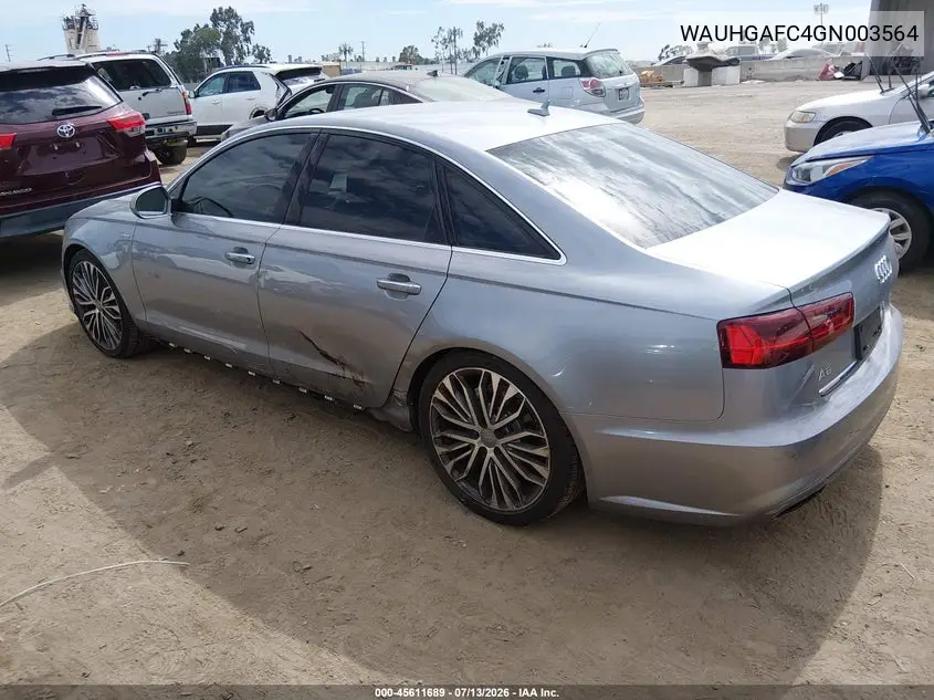 2016 Audi A6 3.0T Prestige VIN: WAUHGAFC4GN003564 Lot: 45611689