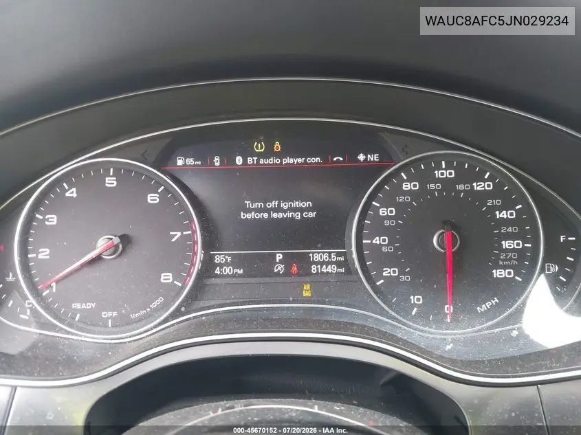 2018 Audi A6 2.0T Premium/2.0T Sport VIN: WAUC8AFC5JN029234 Lot: 45670152