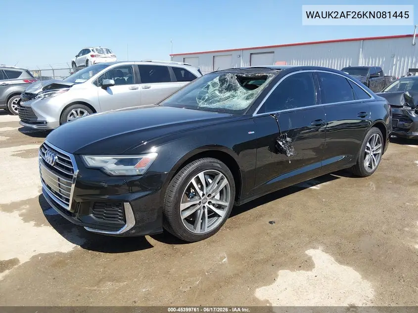 2019 Audi A6 55 Premium VIN: WAUK2AF26KN081445 Lot: 45399761