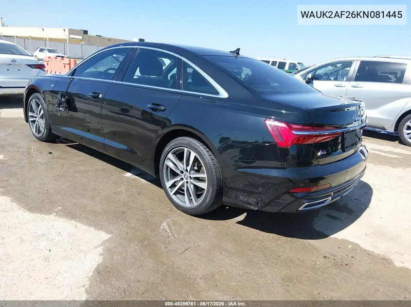 2019 Audi A6 55 Premium VIN: WAUK2AF26KN081445 Lot: 45399761
