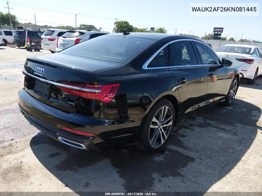 2019 Audi A6 55 Premium VIN: WAUK2AF26KN081445 Lot: 45399761