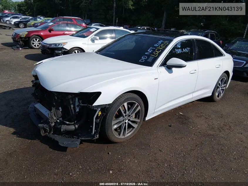 2019 Audi A6 55 Premium VIN: WAUL2AF21KN043139 Lot: 45580315