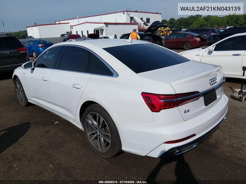 2019 Audi A6 55 Premium VIN: WAUL2AF21KN043139 Lot: 45580315