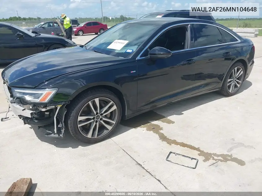2021 Audi A6 Premium Plus 55 Tfsi Quattro S Tronic VIN: WAUL2AF26MN104648 Lot: 45299505