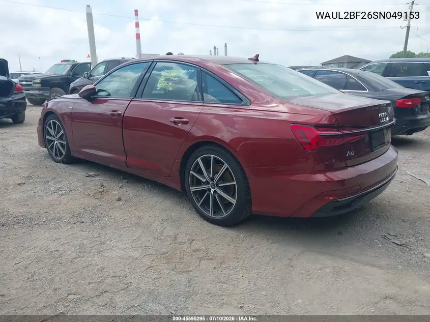 2025 Audi A6 Premium Plus 55 Tfsi Quattro S Tronic VIN: WAUL2BF26SN049153 Lot: 45595295