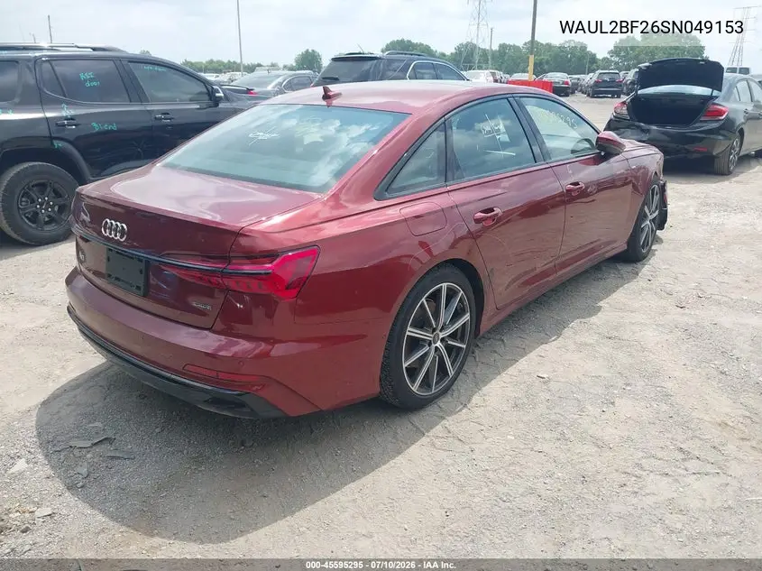 2025 Audi A6 Premium Plus 55 Tfsi Quattro S Tronic VIN: WAUL2BF26SN049153 Lot: 45595295