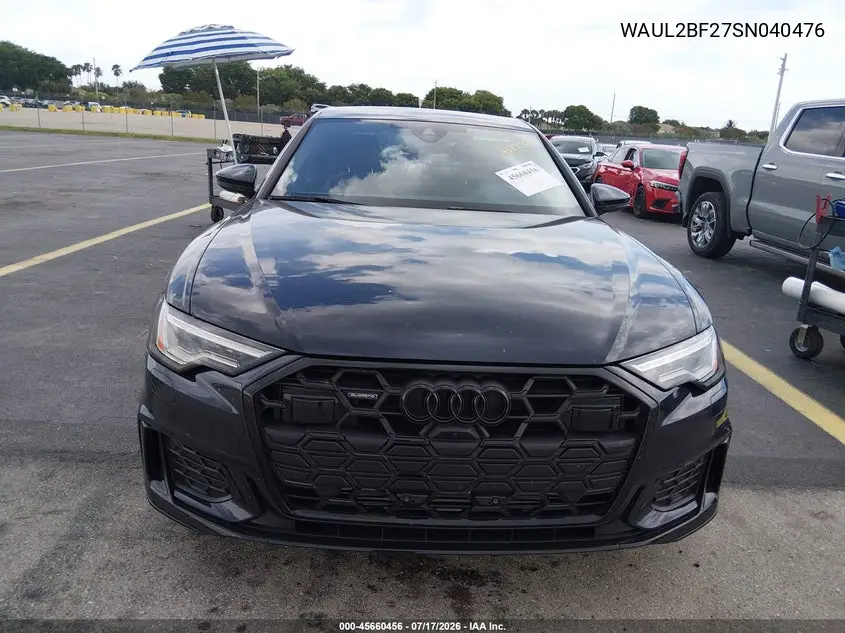 2025 Audi A6 Premium Plus 55 Tfsi Quattro S Tronic VIN: WAUL2BF27SN040476 Lot: 45660456