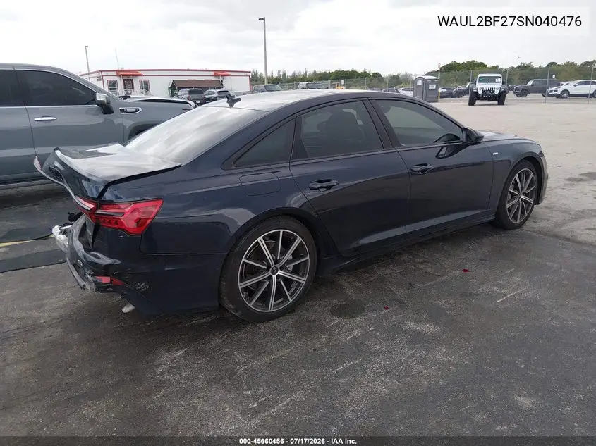 2025 Audi A6 Premium Plus 55 Tfsi Quattro S Tronic VIN: WAUL2BF27SN040476 Lot: 45660456