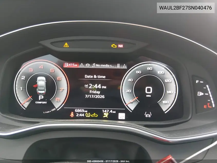 2025 Audi A6 Premium Plus 55 Tfsi Quattro S Tronic VIN: WAUL2BF27SN040476 Lot: 45660456