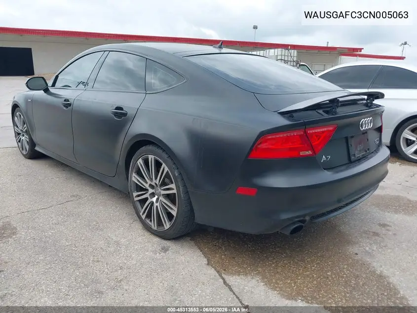 2012 Audi A7 3.0 Prestige VIN: WAUSGAFC3CN005063 Lot: 45313553