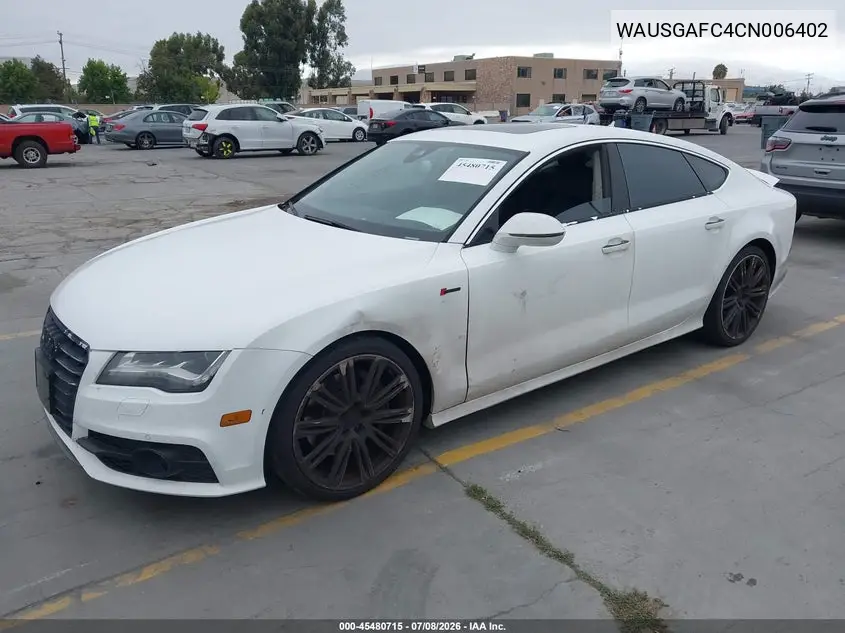 2012 Audi A7 3.0 Prestige VIN: WAUSGAFC4CN006402 Lot: 45480715