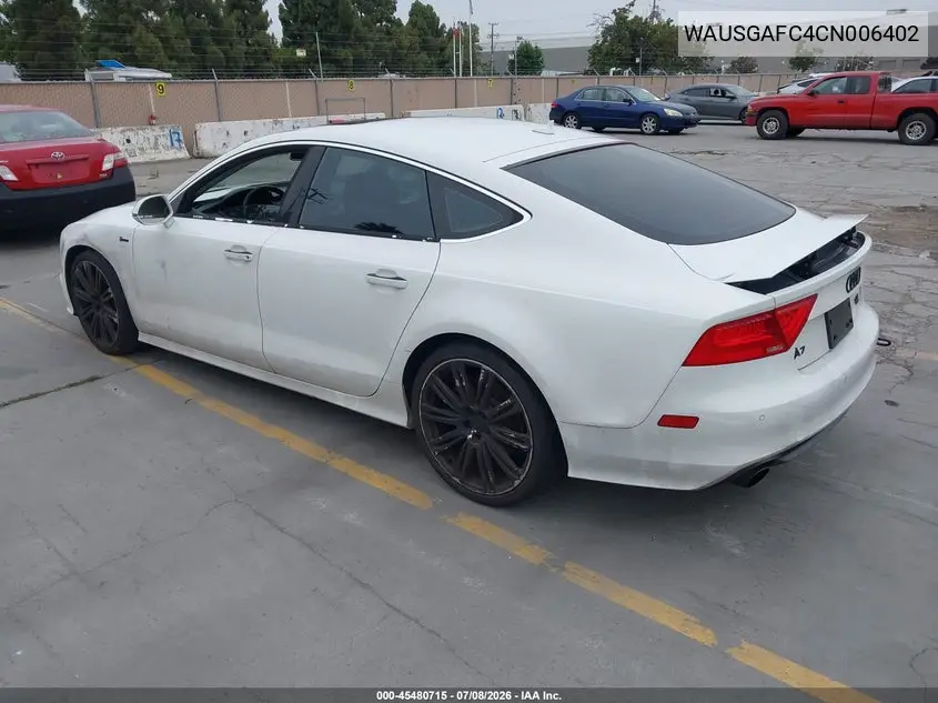 2012 Audi A7 3.0 Prestige VIN: WAUSGAFC4CN006402 Lot: 45480715