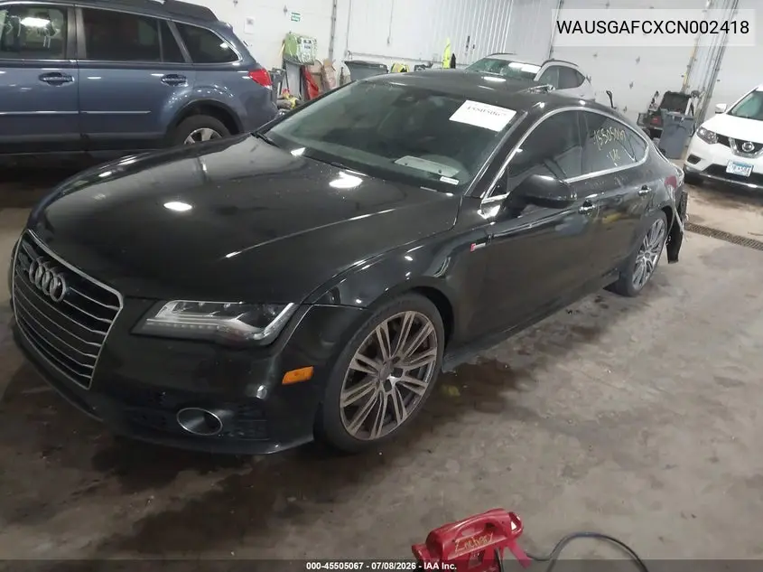2012 Audi A7 3.0 Prestige VIN: WAUSGAFCXCN002418 Lot: 45505067