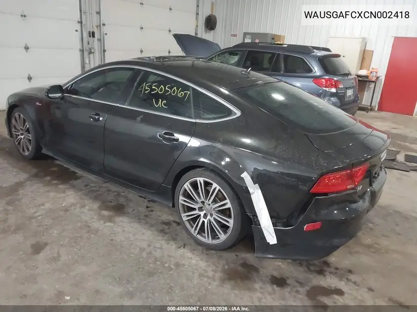 2012 Audi A7 3.0 Prestige VIN: WAUSGAFCXCN002418 Lot: 45505067
