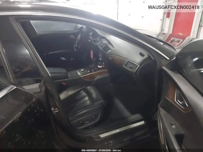 2012 Audi A7 3.0 Prestige VIN: WAUSGAFCXCN002418 Lot: 45505067