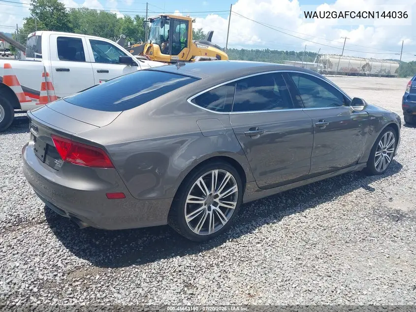 2012 Audi A7 3.0 Prestige VIN: WAU2GAFC4CN144036 Lot: 45663190