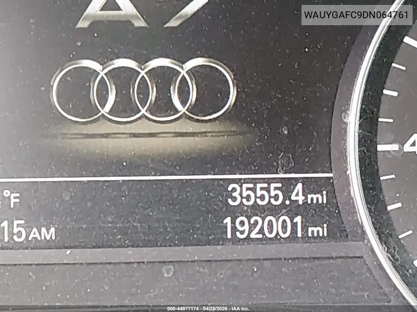 2013 Audi A7 3.0T Premium VIN: WAUYGAFC9DN064761 Lot: 44977174