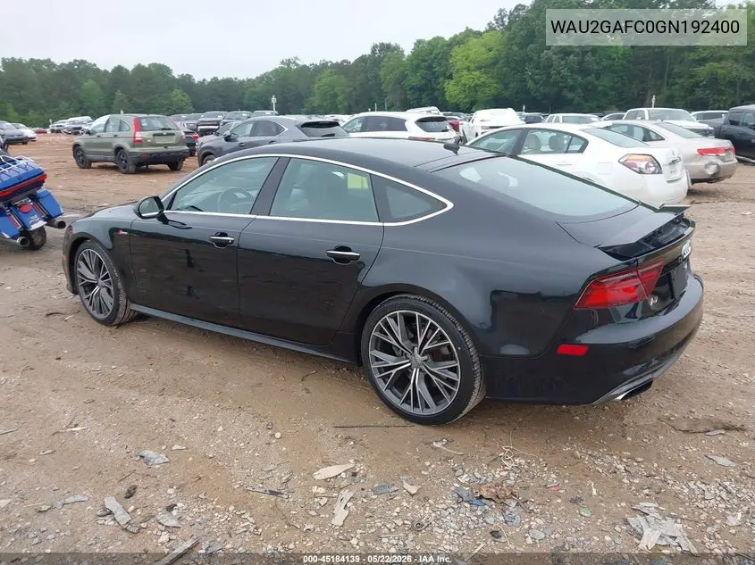 2016 Audi A7 3.0T Premium Plus VIN: WAU2GAFC0GN192400 Lot: 45184139