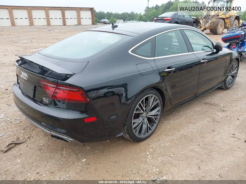2016 Audi A7 3.0T Premium Plus VIN: WAU2GAFC0GN192400 Lot: 45184139