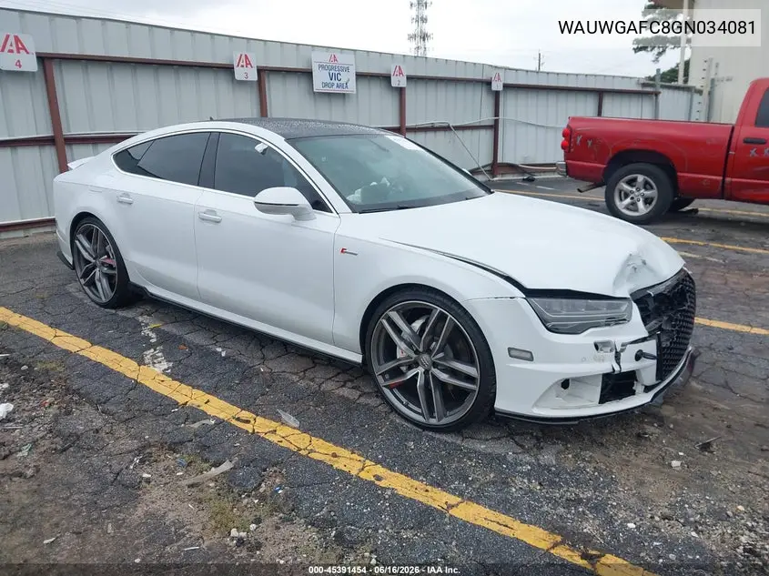2016 Audi A7 3.0T Premium Plus VIN: WAUWGAFC8GN034081 Lot: 45391454