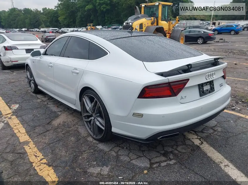 2016 Audi A7 3.0T Premium Plus VIN: WAUWGAFC8GN034081 Lot: 45391454