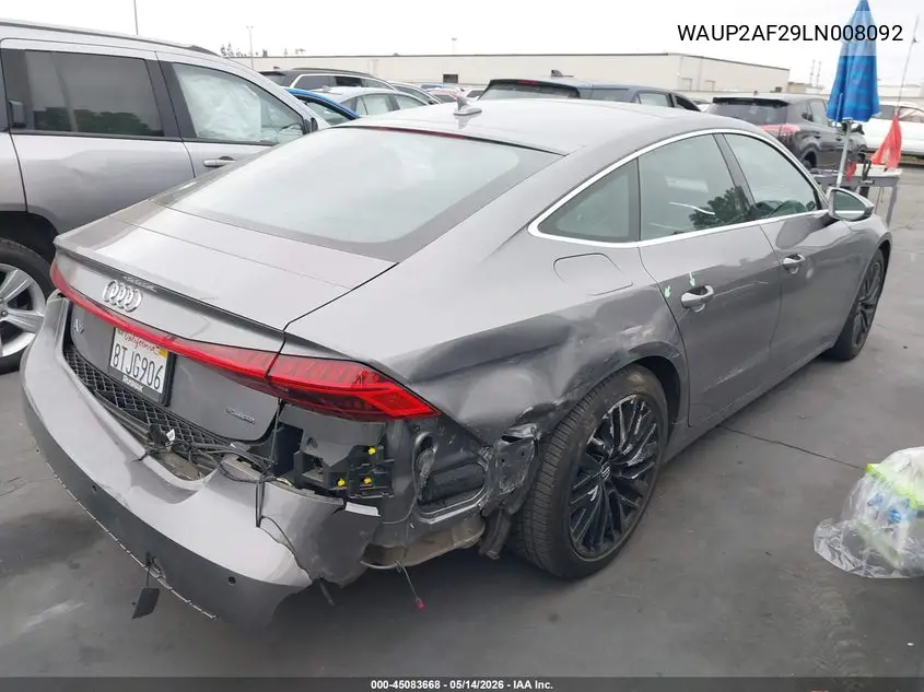 2020 Audi A7 Sportback Premium 55 Tfsi Quattro S Tronic VIN: WAUP2AF29LN008092 Lot: 45083668