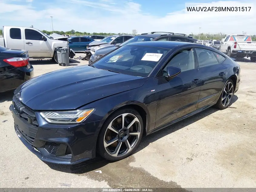 2021 Audi A7 Sportback Prestige 55 Tfsi Quattro S Tronic VIN: WAUV2AF28MN031517 Lot: 44805392