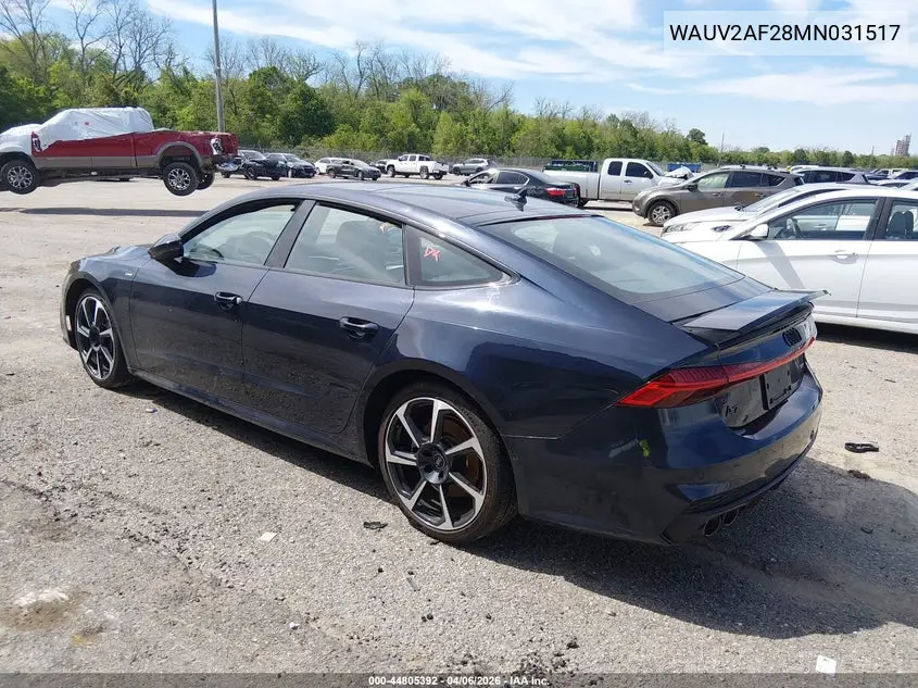2021 Audi A7 Sportback Prestige 55 Tfsi Quattro S Tronic VIN: WAUV2AF28MN031517 Lot: 44805392