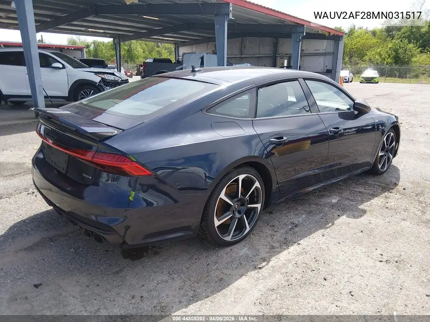 2021 Audi A7 Sportback Prestige 55 Tfsi Quattro S Tronic VIN: WAUV2AF28MN031517 Lot: 44805392