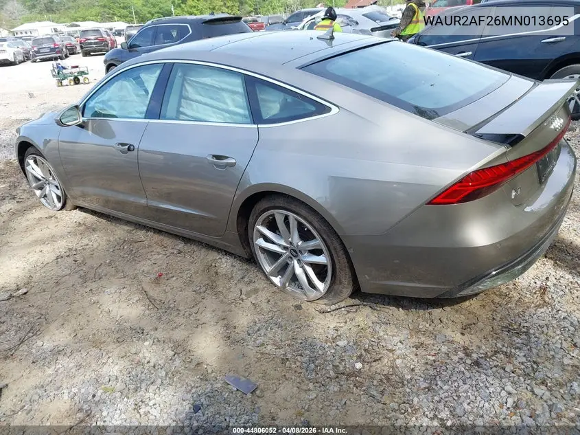 2021 Audi A7 Sportback Premium Plus 55 Tfsi Quattro S Tronic VIN: WAUR2AF26MN013695 Lot: 44806052