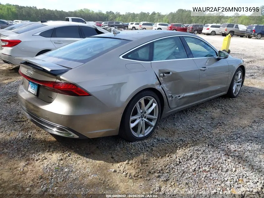 2021 Audi A7 Sportback Premium Plus 55 Tfsi Quattro S Tronic VIN: WAUR2AF26MN013695 Lot: 44806052