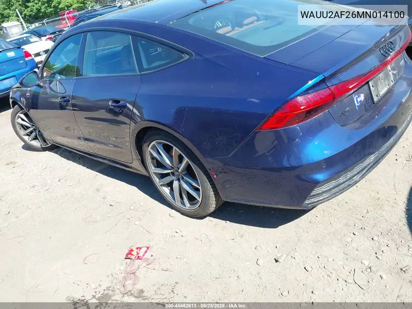 2021 Audi A7 Sportback Premium Plus 55 Tfsi Quattro S Tronic VIN: WAUU2AF26MN014100 Lot: 45462613