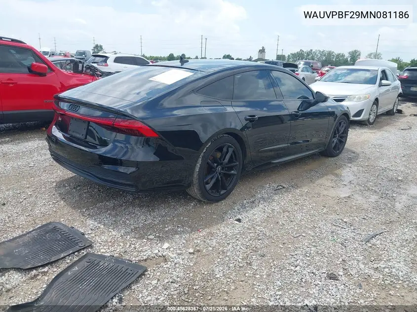 2021 Audi A7 Sportback Prestige 55 Tfsi E Quattro S Tronic VIN: WAUVPBF29MN081186 Lot: 45628367