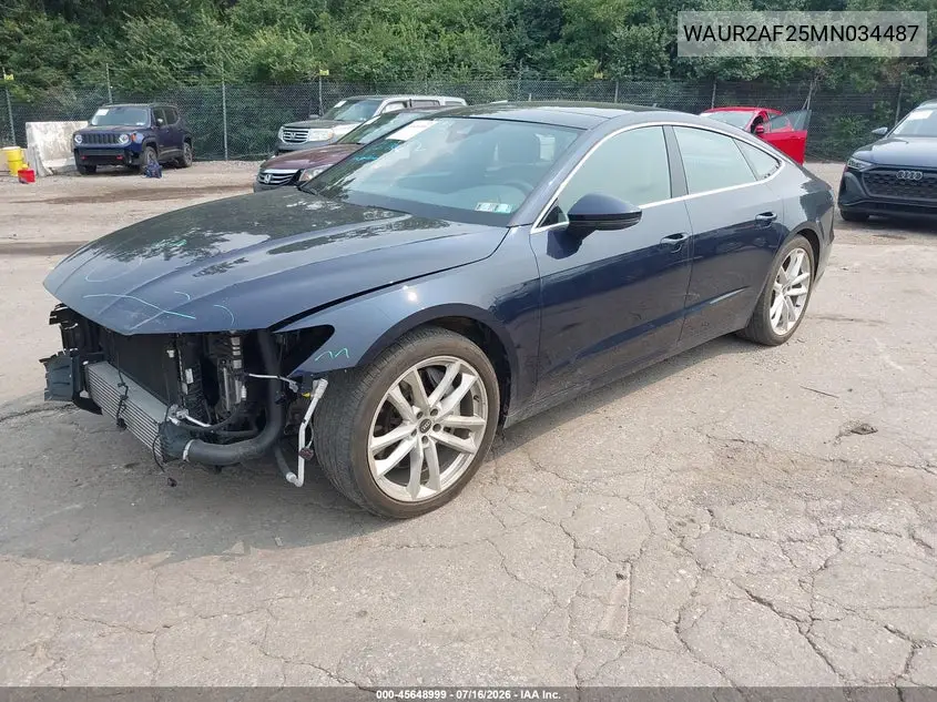 2021 Audi A7 Sportback Premium Plus 55 Tfsi Quattro S Tronic VIN: WAUR2AF25MN034487 Lot: 45648999