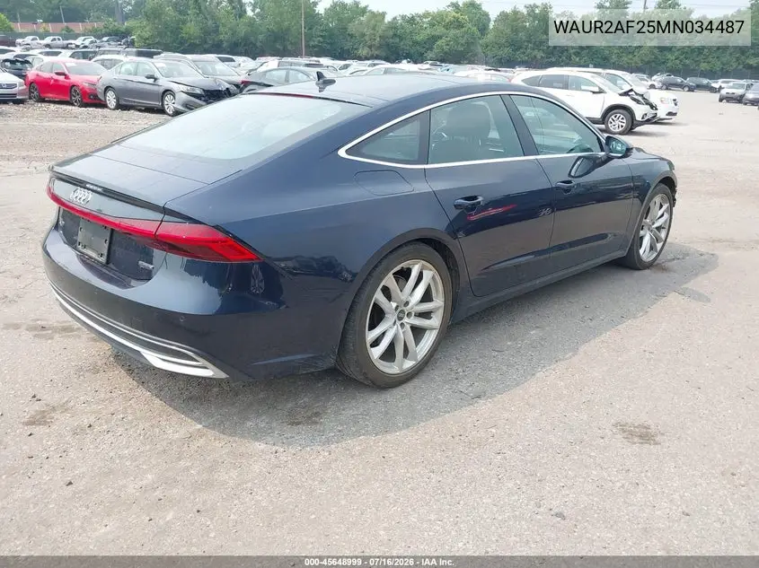 2021 Audi A7 Sportback Premium Plus 55 Tfsi Quattro S Tronic VIN: WAUR2AF25MN034487 Lot: 45648999