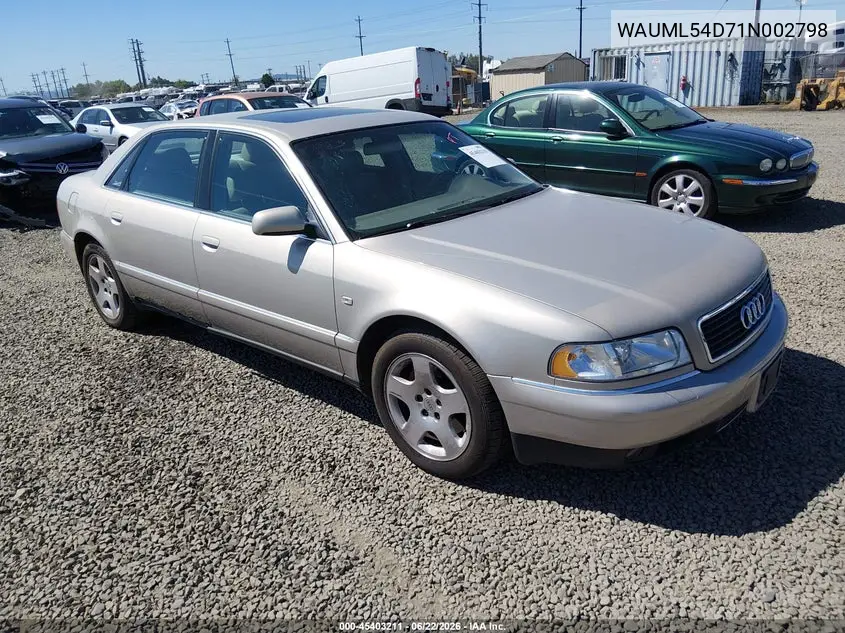 2001 Audi A8 4.2 VIN: WAUML54D71N002798 Lot: 45403211