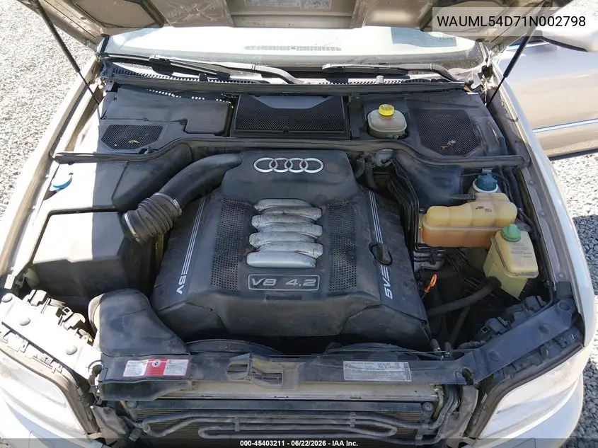 2001 Audi A8 4.2 VIN: WAUML54D71N002798 Lot: 45403211