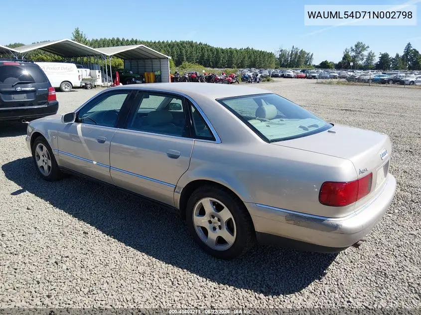 2001 Audi A8 4.2 VIN: WAUML54D71N002798 Lot: 45403211