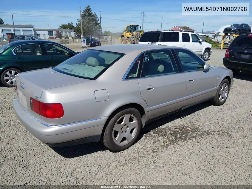 2001 Audi A8 4.2 VIN: WAUML54D71N002798 Lot: 45403211
